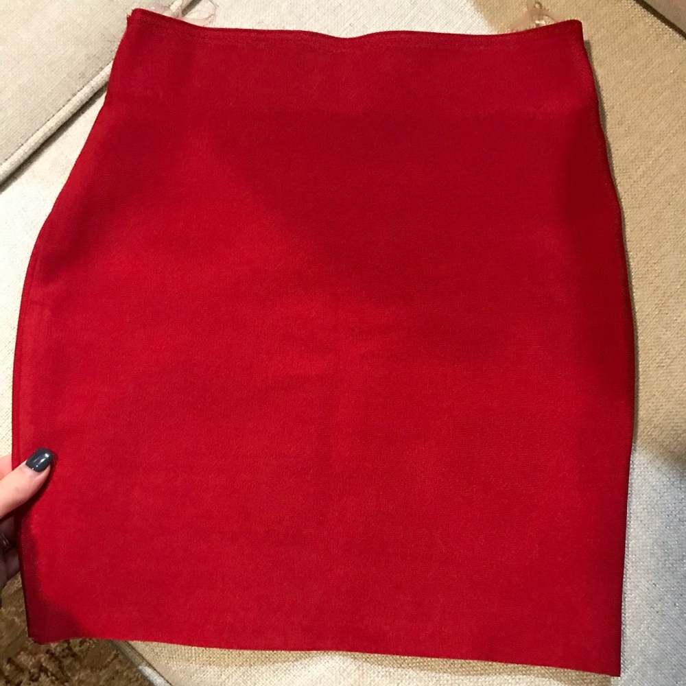 Red bodycon skirt